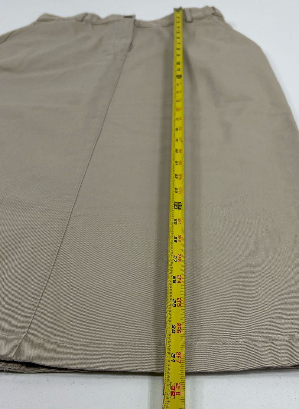 Vintage Women's LL Bean Original Fit Plain Khaki 100% Cotton Midi Skirt Size 6R