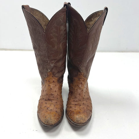 Justin 8925 Full Quill Ostrich Leather Western Cowboy Boots Men's Size 7.5D
