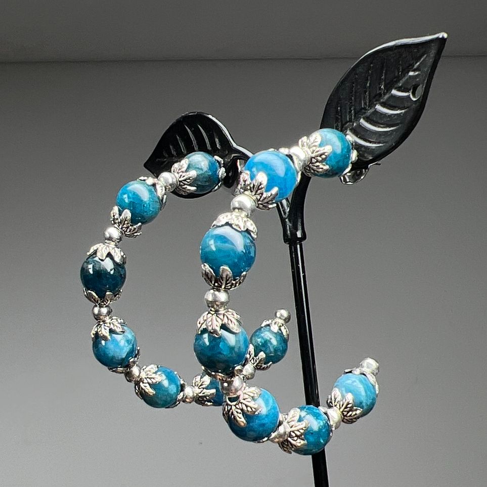 Blue Apatite Stone Beaded Earrings NWT