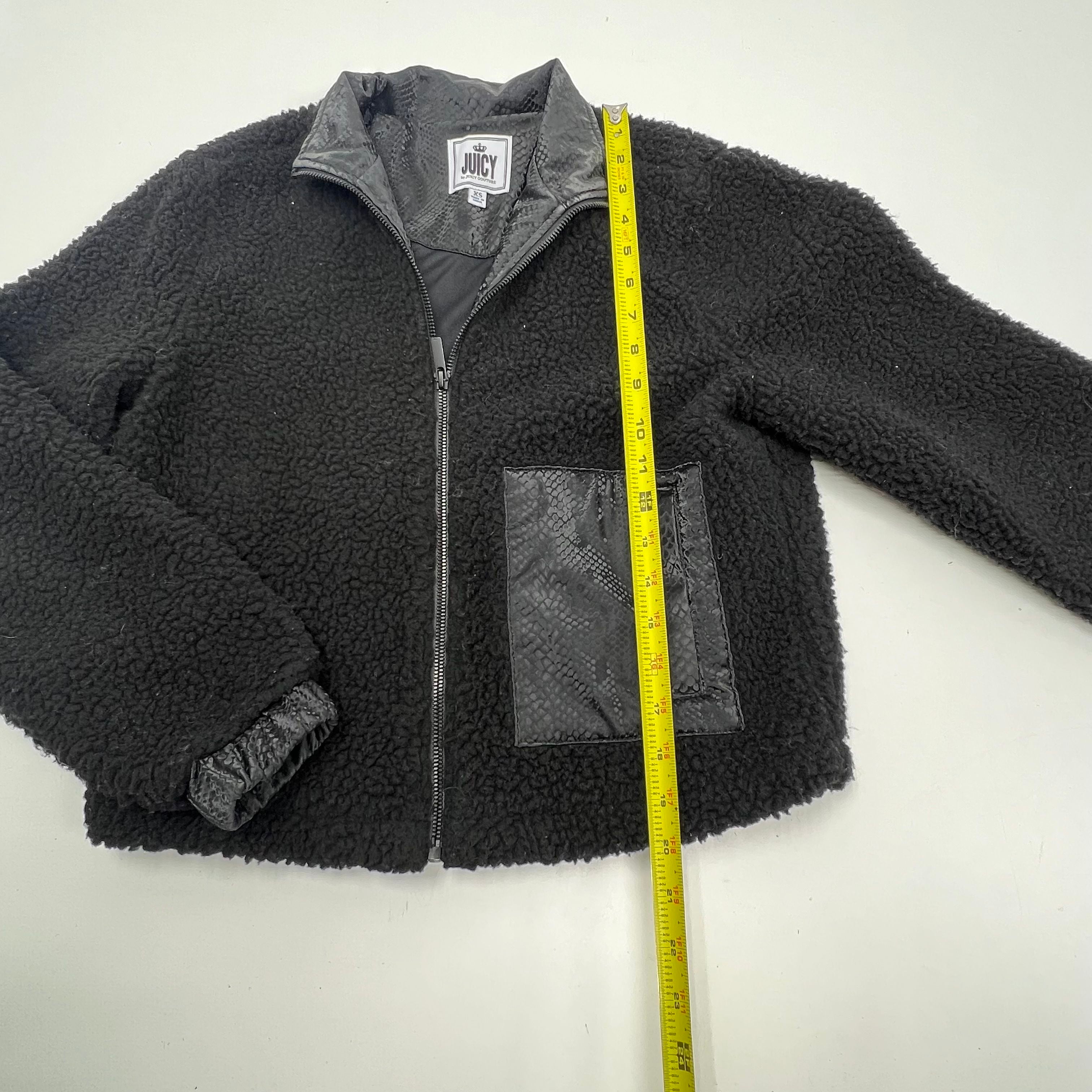 Juicy by Juicy Couture Sherpa Teddy Jacket Faux Snakeskin Full Zip Black XS