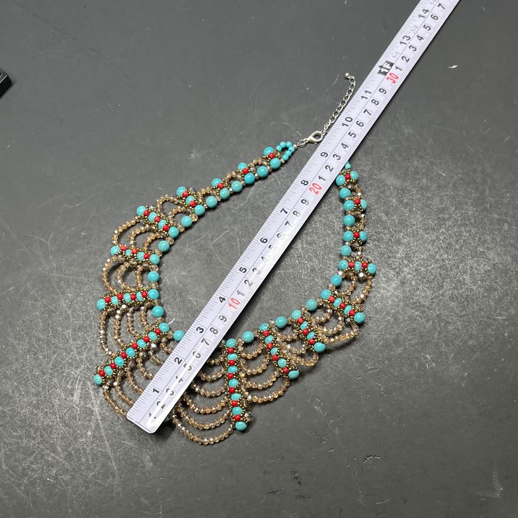Woven Crystal and Turquoise Necklace NIP