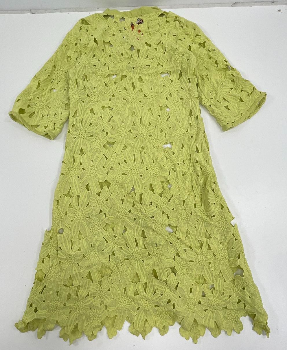 America & Beyond Neon Lime Floral Lace Cover-Up Dress Women's M NWT