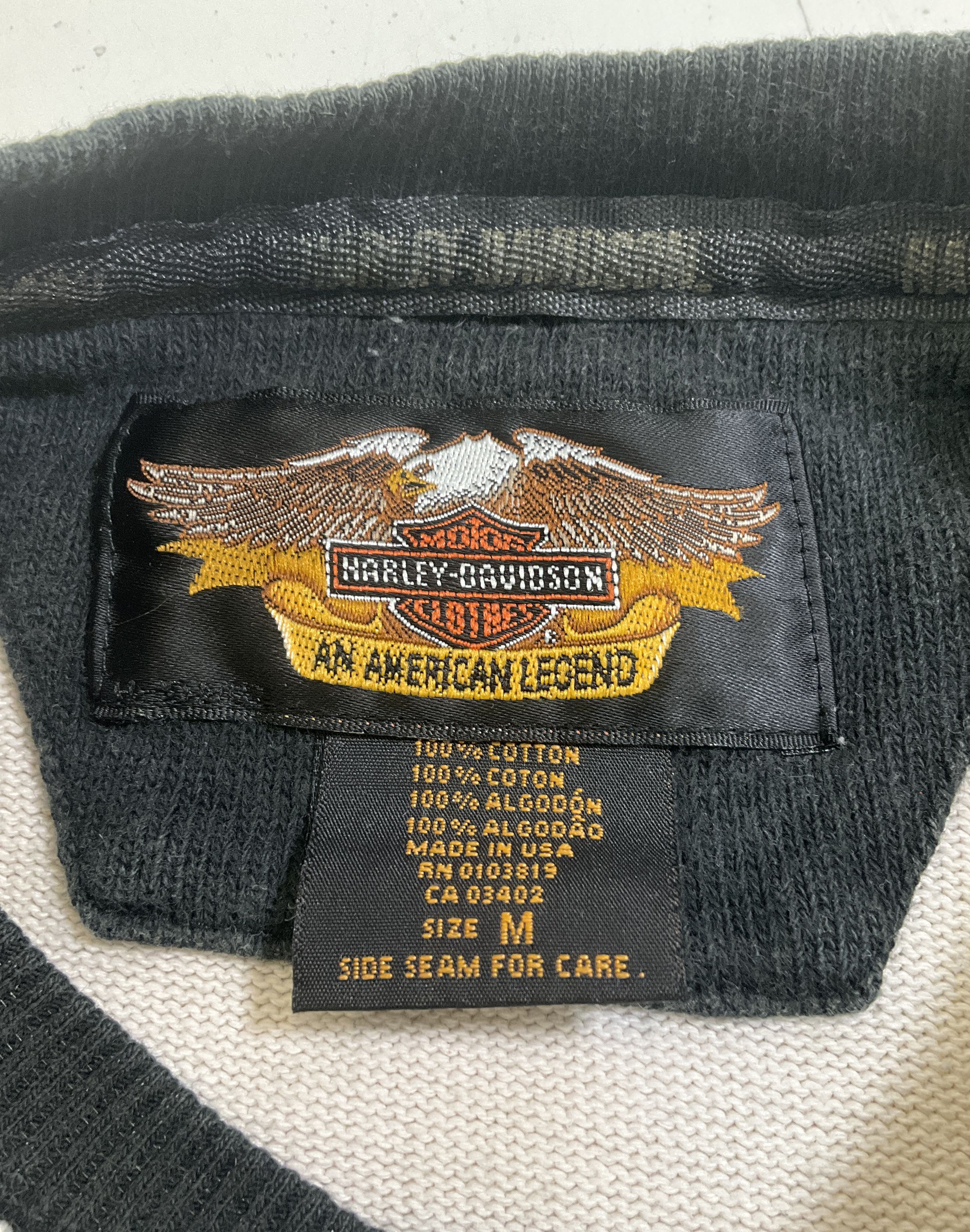 Vintage 2001 Harley-Davidson Waffle Thermal Crewneck Shirt Made in USA Sz M