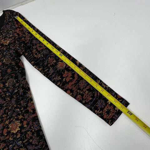 Peruvian Connection Tapestry Floral Metallic Print Long Sleeve Maxi Dress Sz M