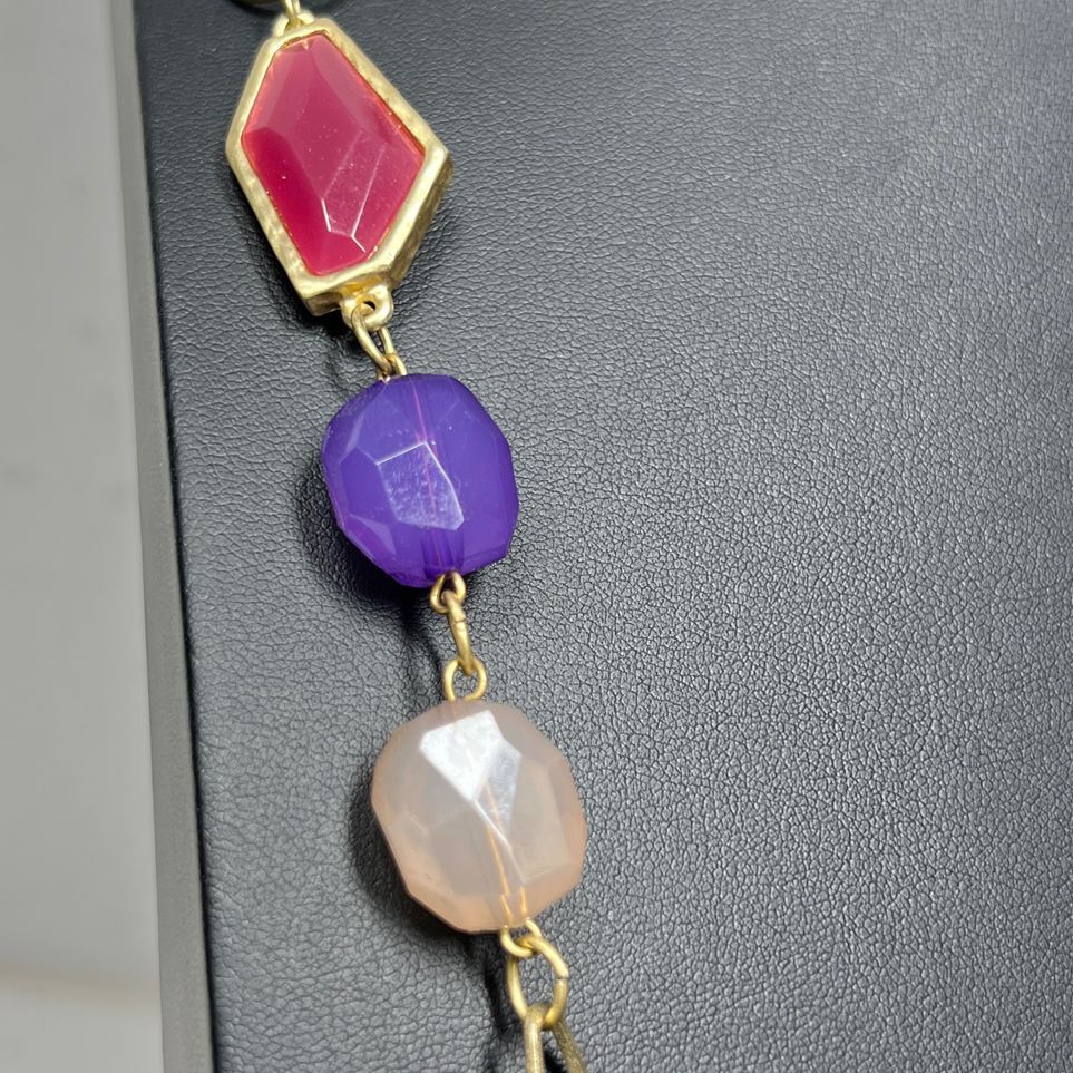 Chico's Gold tone Purple & Pink Rhinestone Necklace