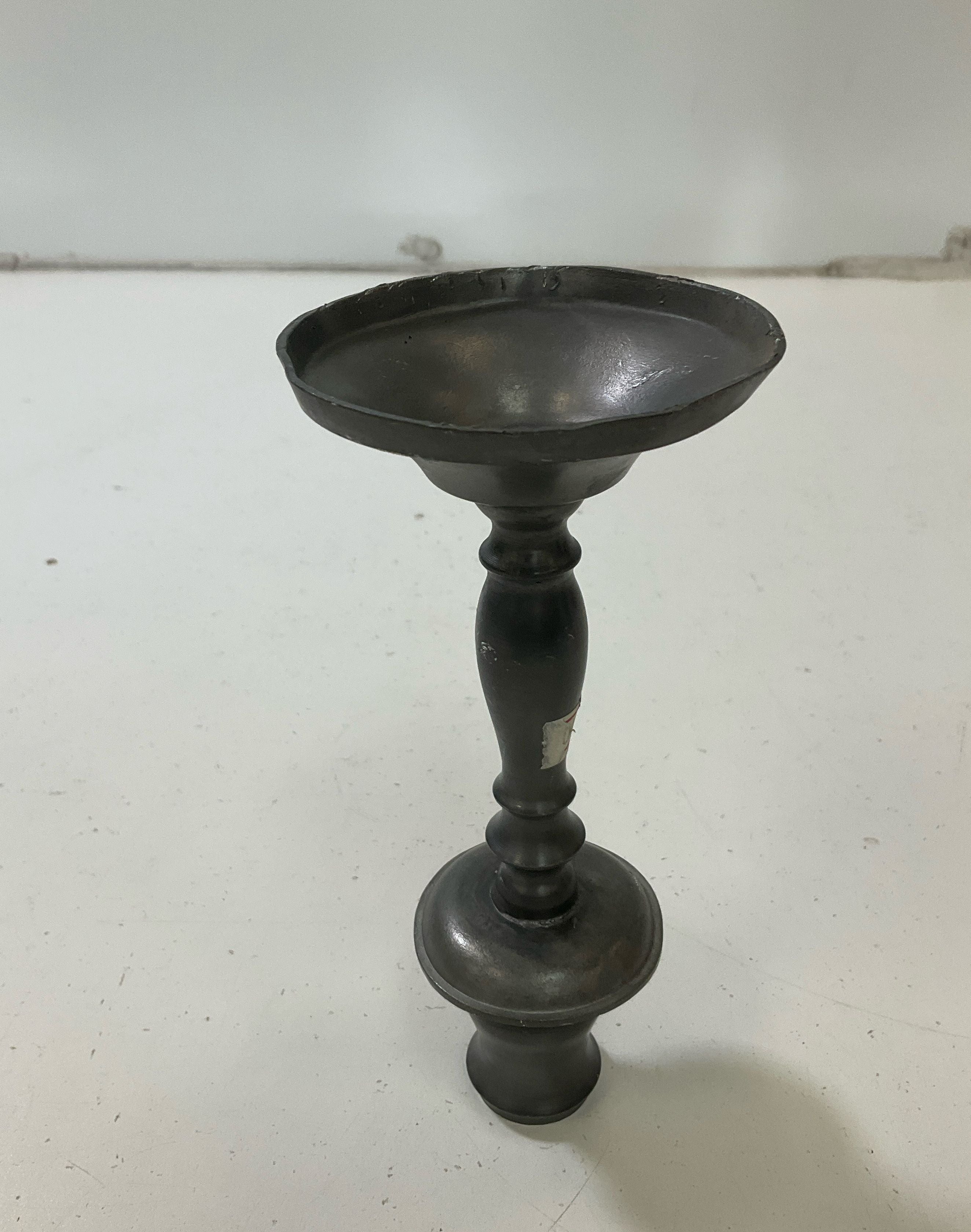 Vintage Pewter Single Candlestick Candle Holder Hallmarked Rustic Primitive Deco