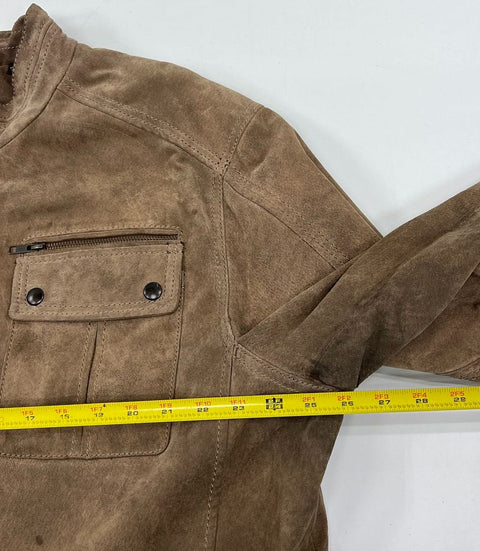 Roundtree & Yorke Brown Suede Leather Field Moto Jacket Men's Size L
