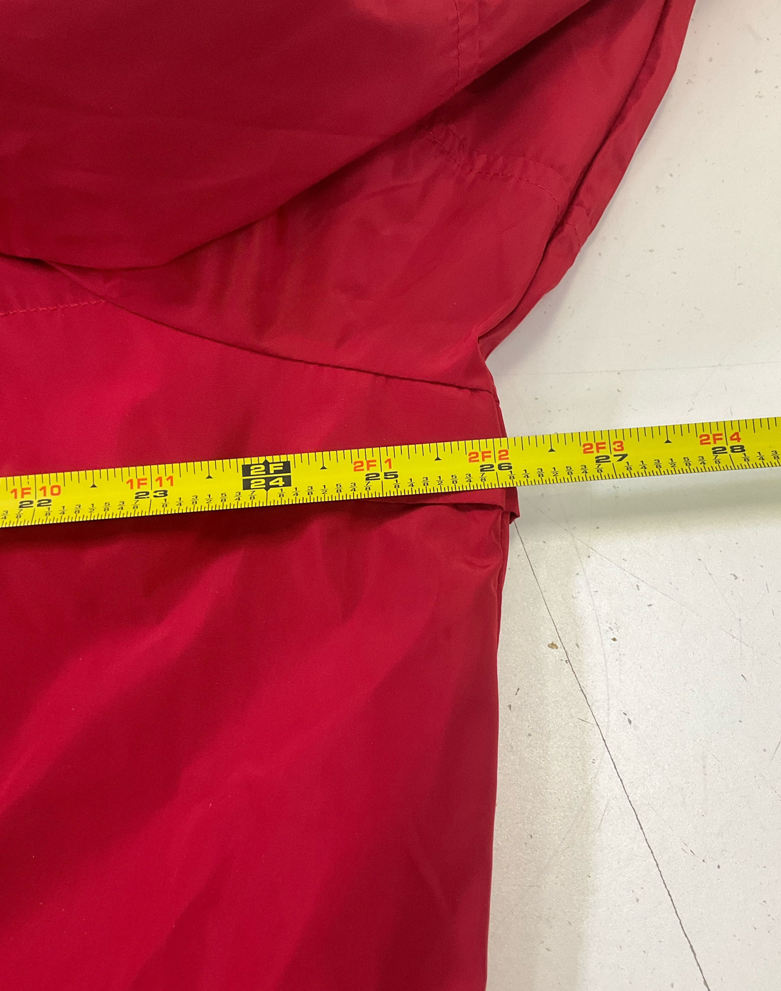 Tommy Hilfiger Women's Red Hooded Windbreaker Jacket Drawstring Waist Size XL