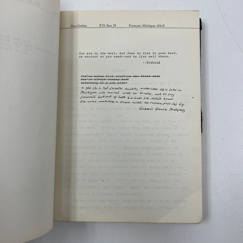 c. 1973 Dan Gerber AMERICAN ATLAS Typescript Bound Manuscript Novel Proof RARE