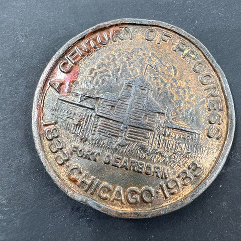 1933 Century of Progress Chicago Exposition Lucky Penny Fort Dearborn 57mm