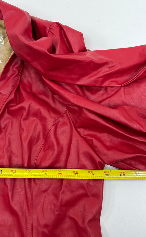 NWT NY&C Red Faux Leather Tie Neck Pant Suit Set Women's M Top 10 Pants