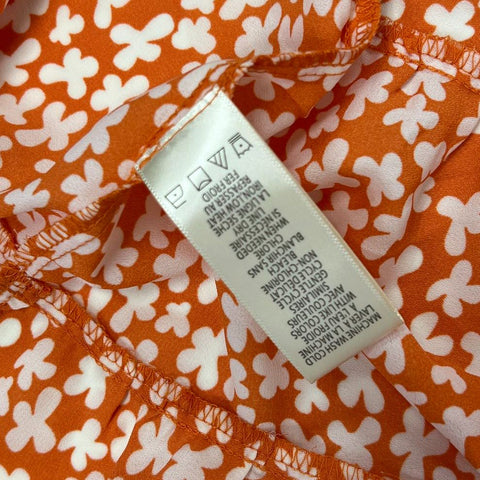 NWT Max Studio Orange White Floral Tiered Smocked Maxi Dress Women's Size S