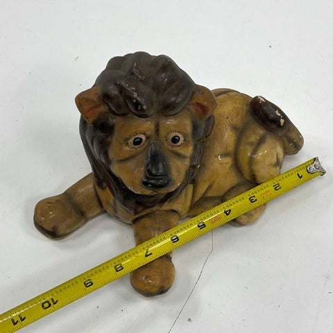 Vintage Ceramic Lion Figurines & Wall Plaque Lot of 3 Hand Painted 1970s