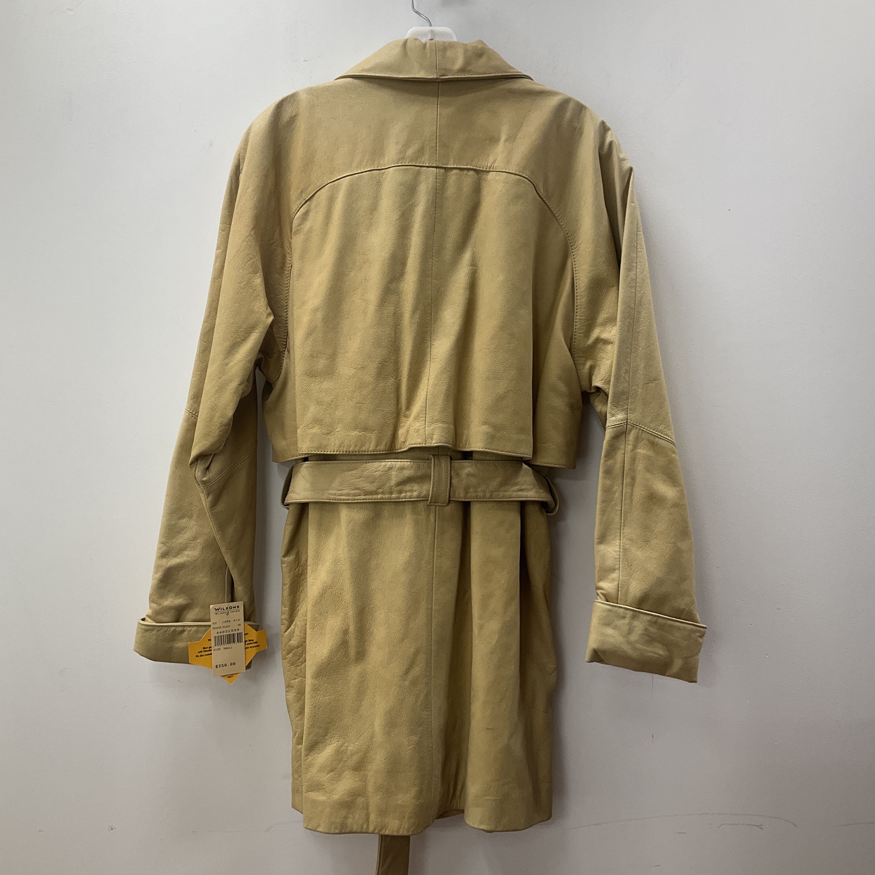 Wilson's Adventure Bound Women's Beige Leather Trench Coat Size S NWT $250 Vtg