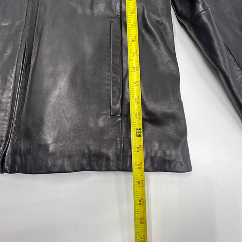 Anne Klein Black Leather Faux Fur Lined Full Zip Jacket Coat Women's L