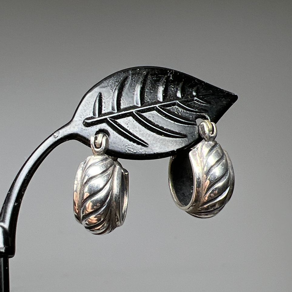 Sterling Silver Engraved Hoop Earrings 5 grams