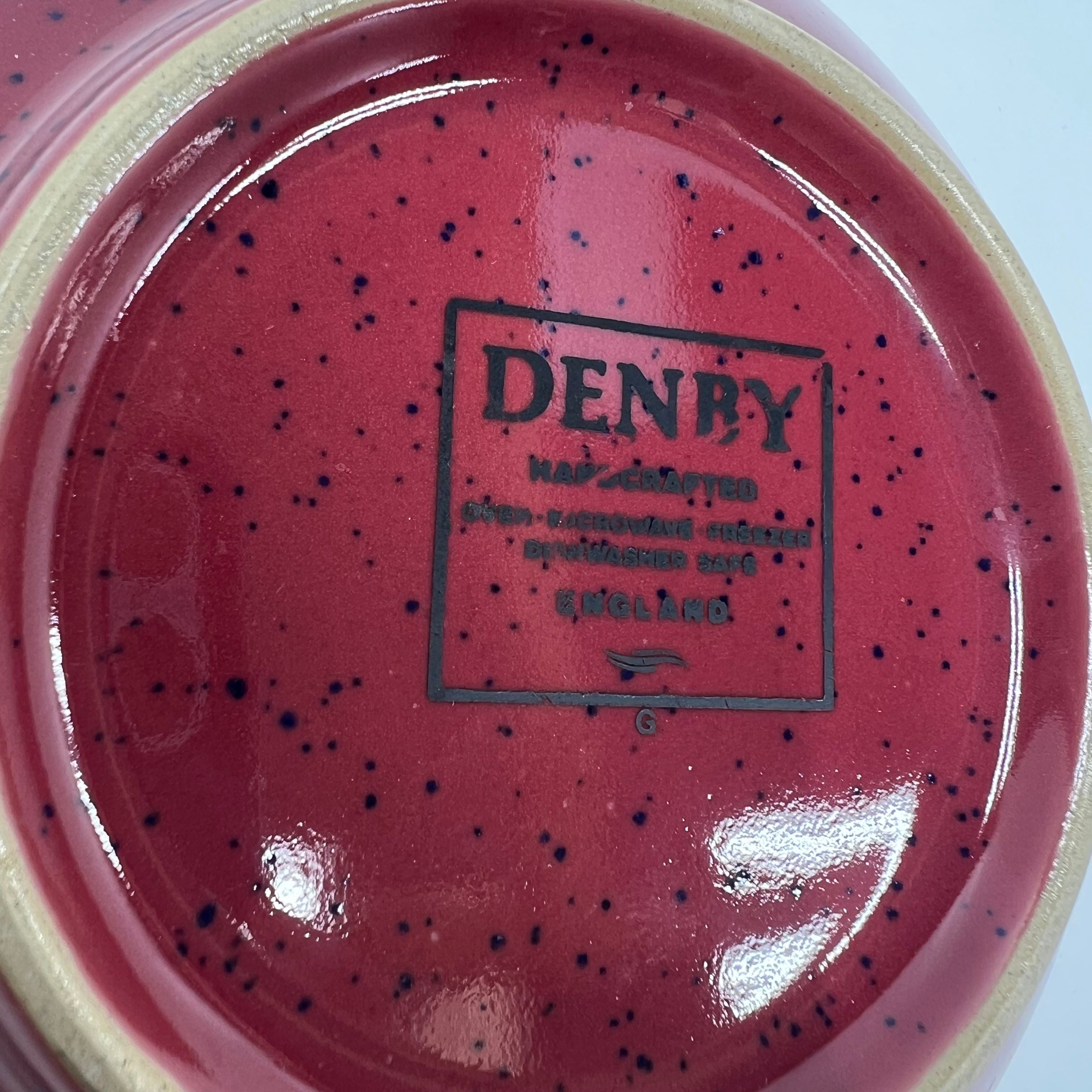 Denby Maroon Red Imperial Blue Stoneware Cereal Soup Bowls Lot of 2 England