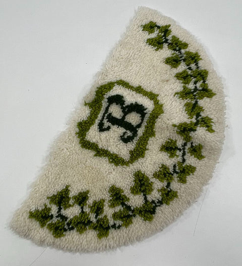 Vintage 70s Handmade Latch Hook Rugs Lot of 2 Fisherman & Monogram B Wall Art