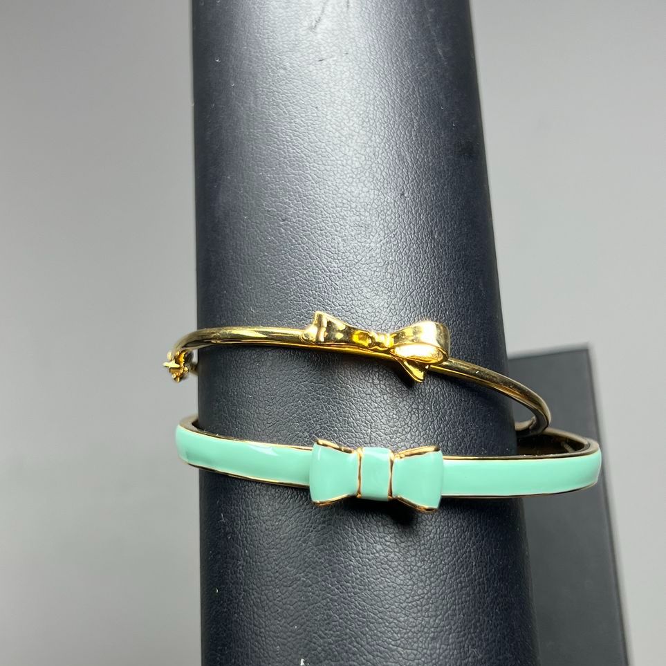 2 Kate Spade Gold & Turquoise tones Bow Bracelets 1 NWT