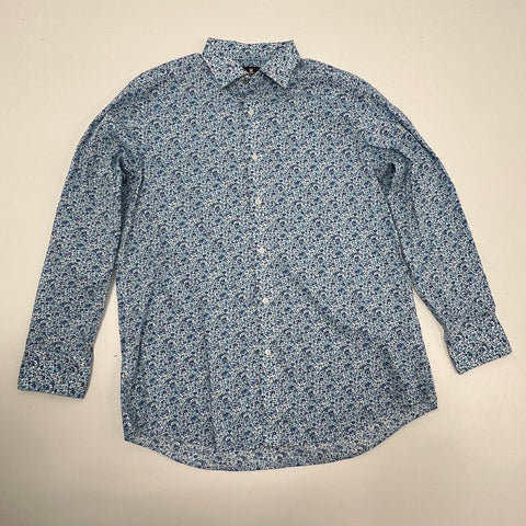 Psycho Bunny Floral Microprint Modern Fit Stretch Button Up Shirt Sz 16.5 32/33