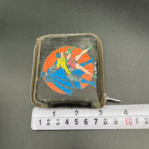 Vintage 70s DC Comics Batman & Robin Black Faux Leather Zipper Wallet 1975