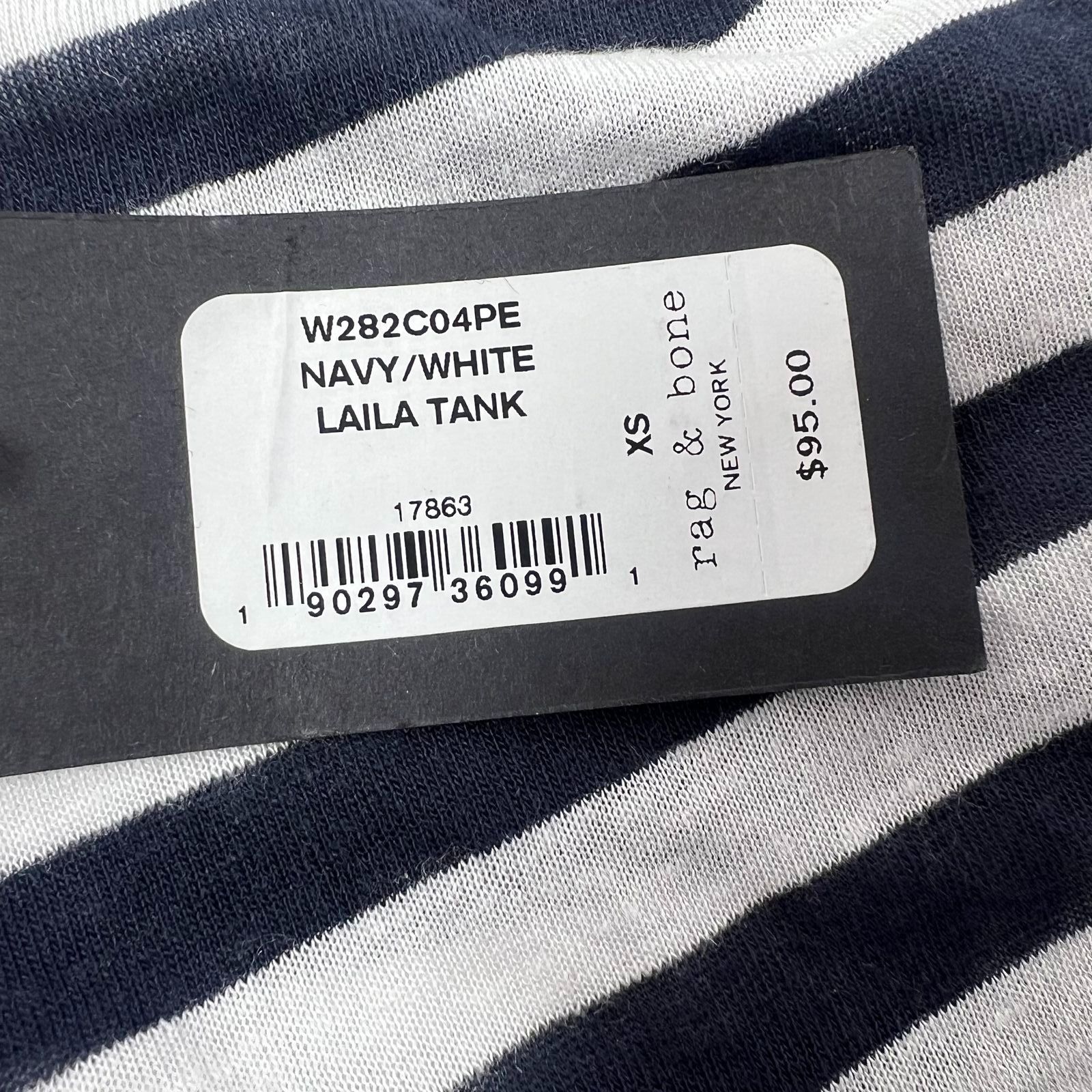 NWT Rag & Bone Laila Tank Navy White Stripe Size XS $95
