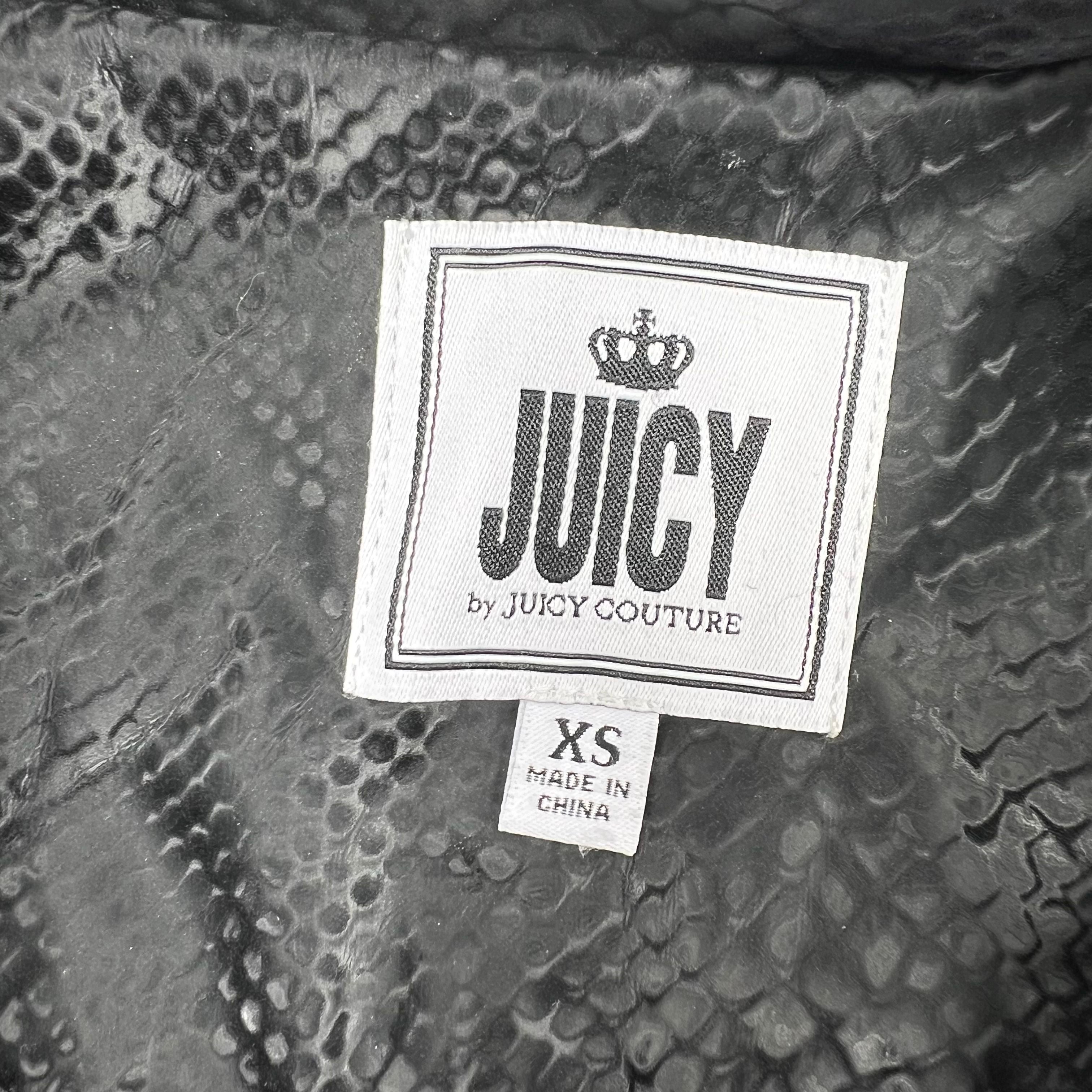 Juicy by Juicy Couture Sherpa Teddy Jacket Faux Snakeskin Full Zip Black XS