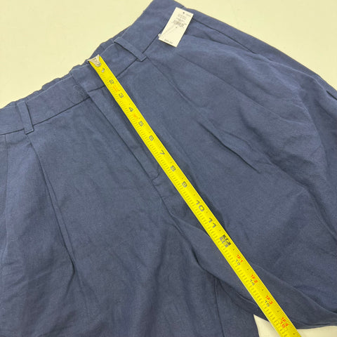 Gap NWT Navy Blue 365 High Rise Linen-Blend Wide-Leg Trouser Pants Women's 8