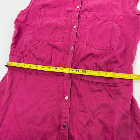 White House Black Market Utility Shirt Dress Sleeveless Lyocell Pink Kiss Sz 18