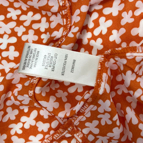 NWT Max Studio Orange White Floral Tiered Smocked Maxi Dress Women's Size S