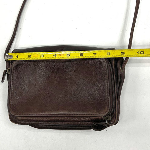 Vintage 90s Fossil Brown Leather Organizer Crossbody Wallet on a String Bag