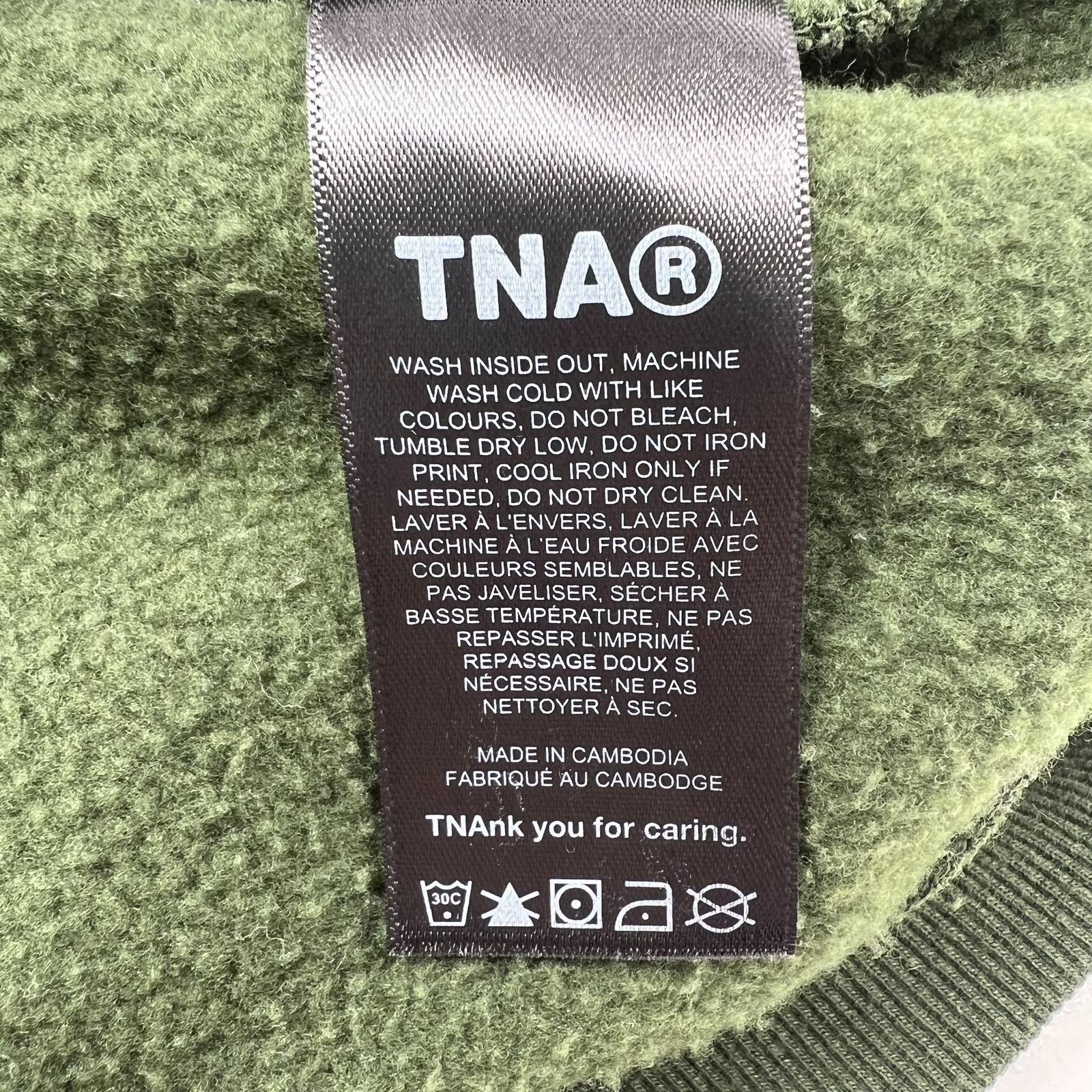 Aritzia TNA Olive Green Cozy Fleece Perfect Fit Crewneck Sweatshirt Women's M