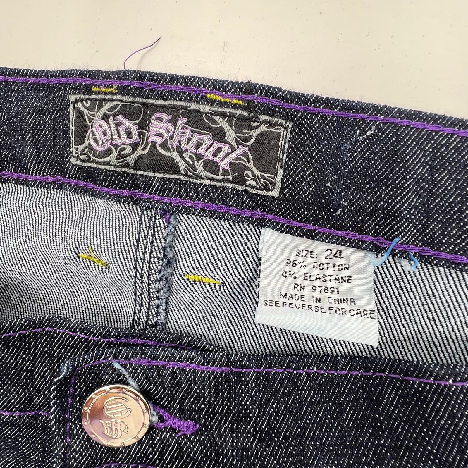 Vintage Y2K Old Skool Royalty Jeans Embroidered Fleur de Lis Womens Plus 24