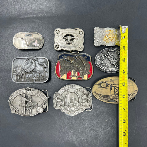 Vintage 80s Western Rodeo Cowboy Belt Buckle Lot of 9 Ariat USA Made