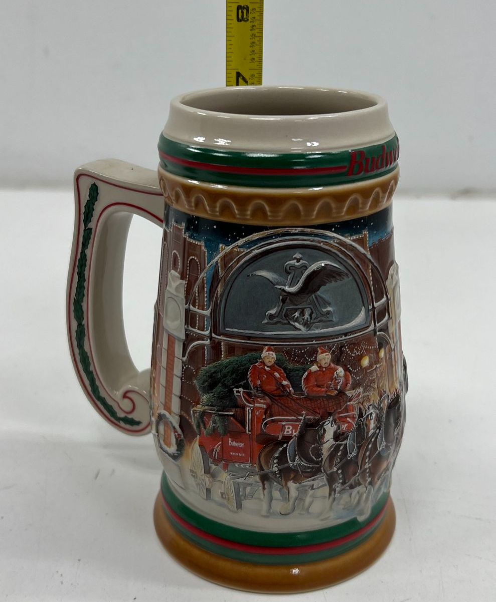 Vintage Budweiser Clydesdale Holiday Beer Stein Lot 5 pc Set 1988-1998