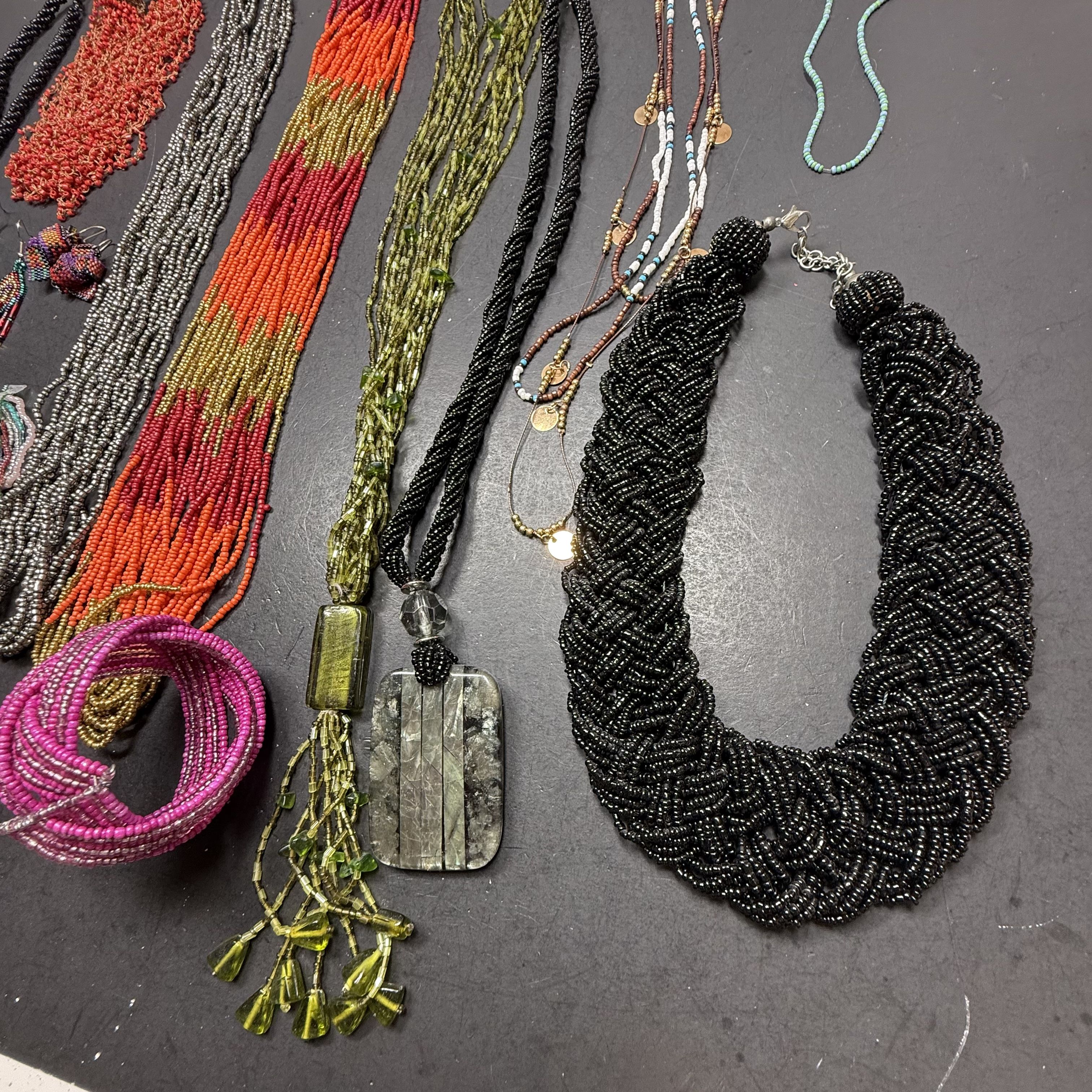 Boho Seed Bead Craft Jewelry Lot Necklaces Earrings Repurpose Assemblage AS-IS
