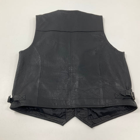 Vintage 90s Le Caf Walk Black Leather Biker Western Vest Men's L