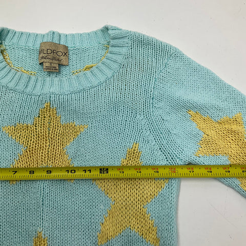 Wildfox White Label Blue Seeing Stars Lennon Bell Sleeve Cotton Sweater Women's