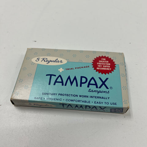 Vintage 1960s Tampax Tampons Trial Package Unused Full Box 5 Regular USA Made