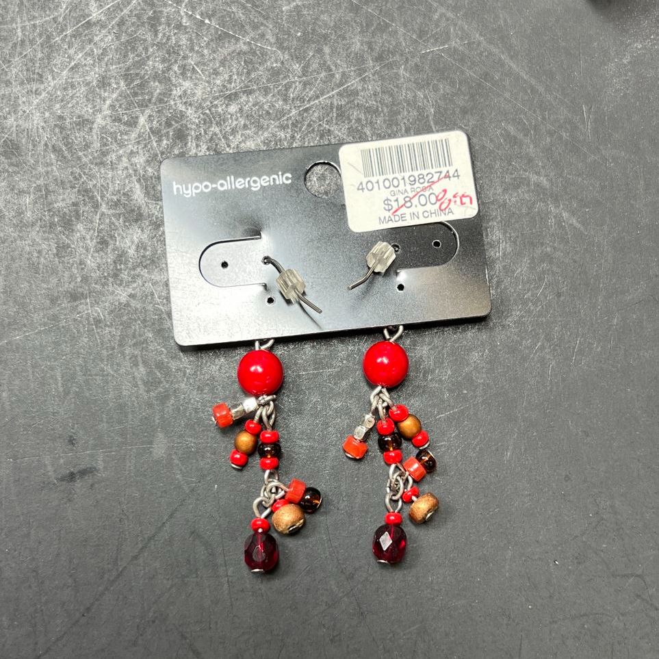 Chico's Gina Rosia Red Beaded Earrings NWT