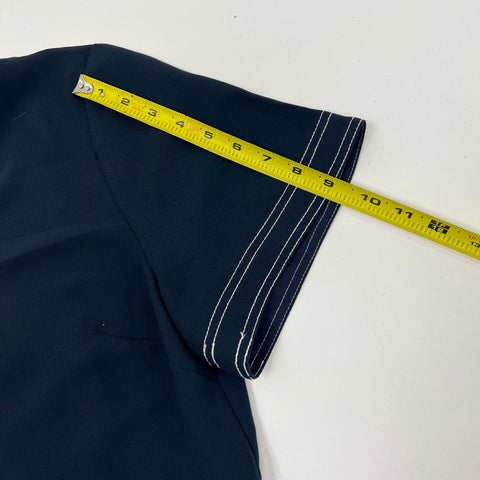 Banana Republic Navy Blue Contrast Stitch Flutter Sleeve Dress Women's 12 NWT