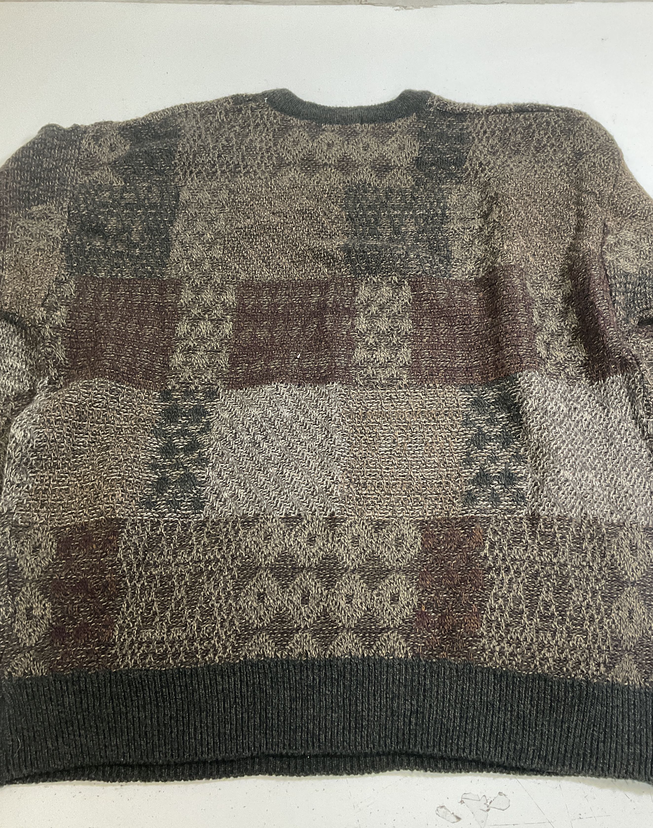Vintage Sweater Lot 2 Towncraft Patchwork & Jessica Roberts Fair Isle Knit Sz L