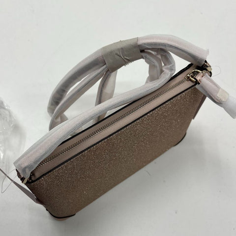 Kate Spade NWT Rose Gold Glitter Fabric Crossbody Bag K4624