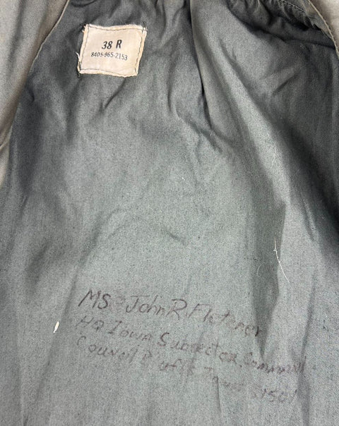 Vintage 60s US Army Green Quarpel Double Breasted Trench Coat Men's 38R