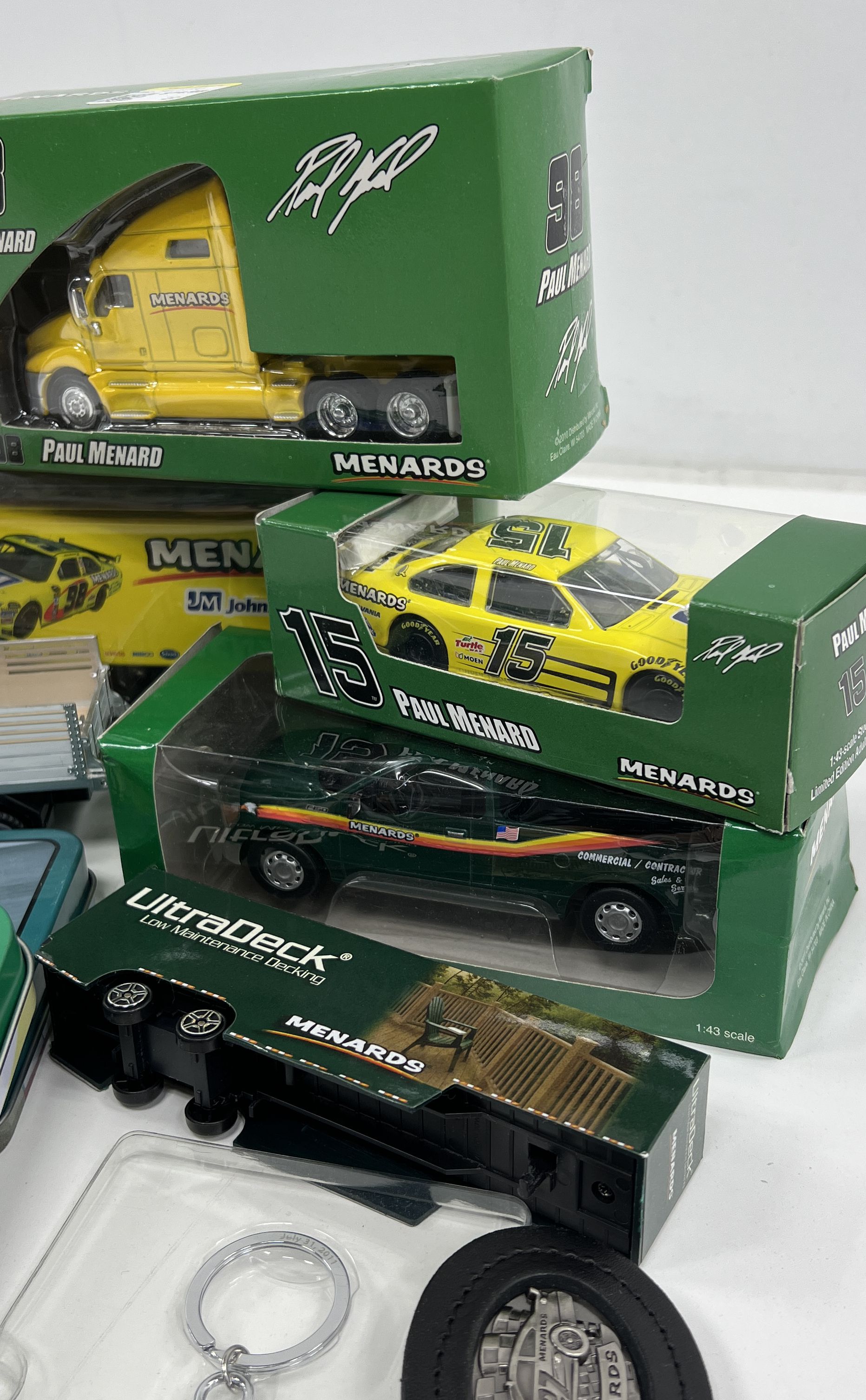 Collectible Menards Playing Cards Keychains Cars & Trucks Toy Lot Some NIB