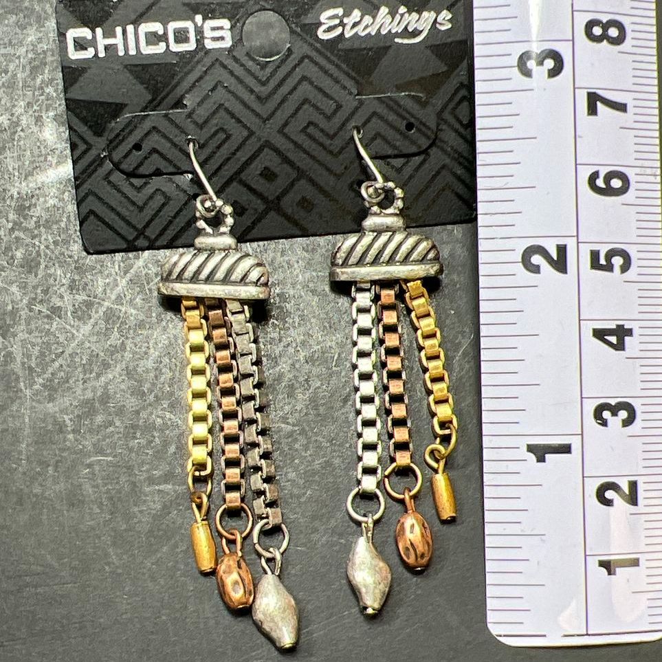 Chico's Etchings Donegal tri-color Dangle Earrings NWT