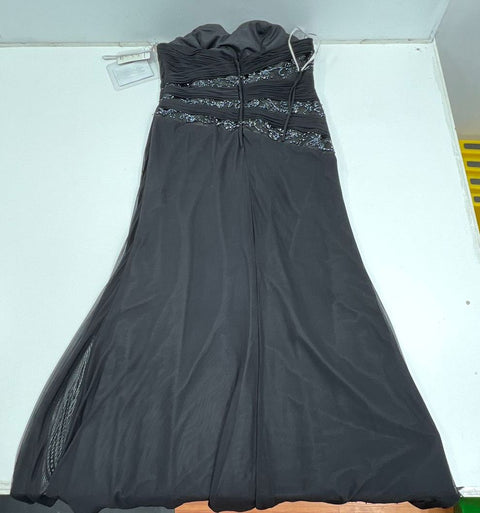 Le Belle NWT Black Beaded Ruched Strapless Formal Gown Dress Women's Size 16