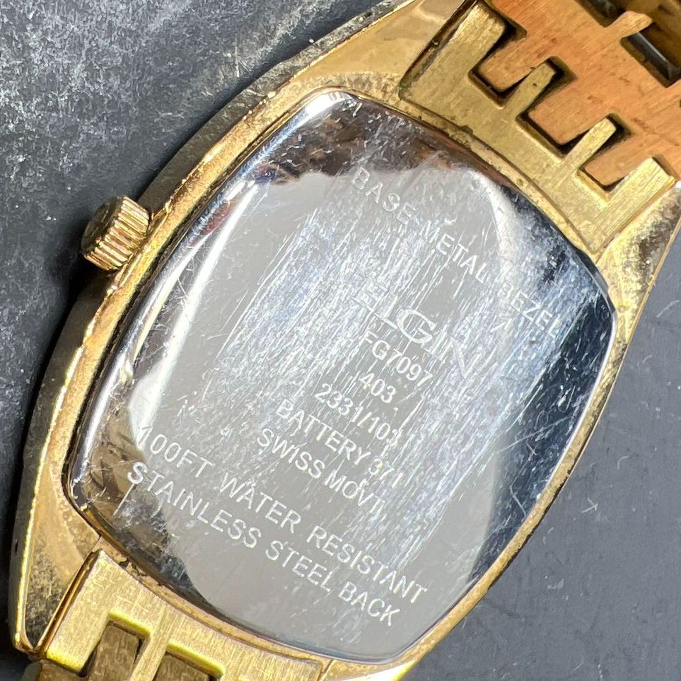 Elgin FG7097 Gold Tone Crystal Wristwatch New Battery