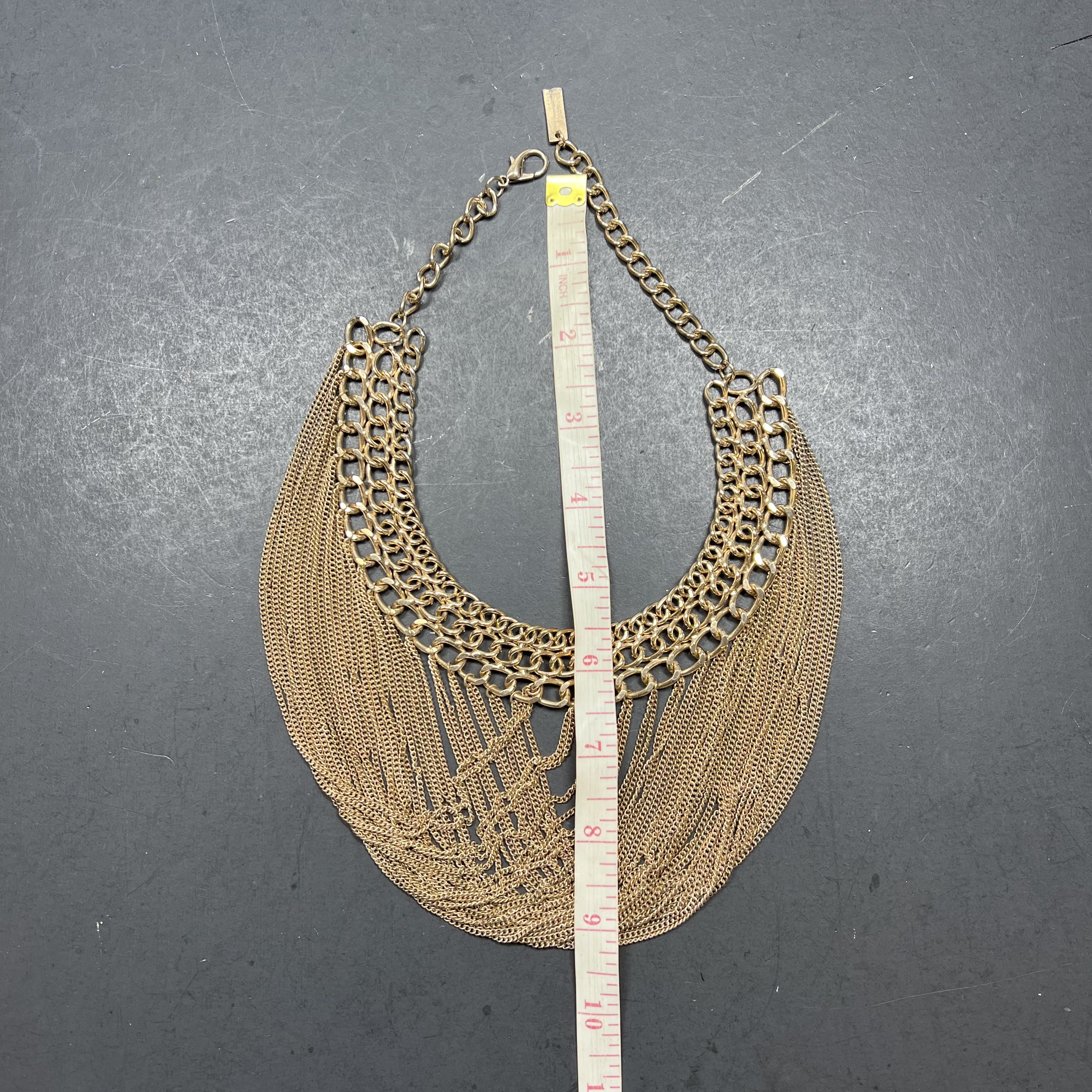 Steve Madden Gold Tone Cascading Chain Collar Choker Necklace