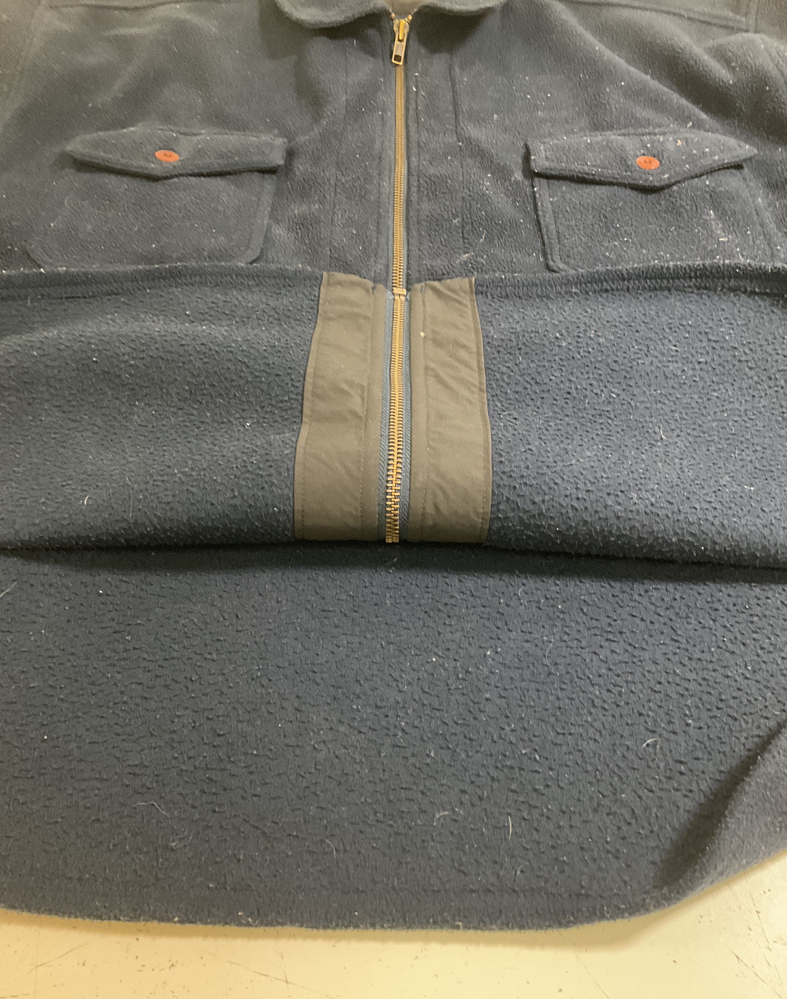 Vintage 90s LL Bean Fleece Full Zip Shirt Jacket Navy Blue Men's XL
